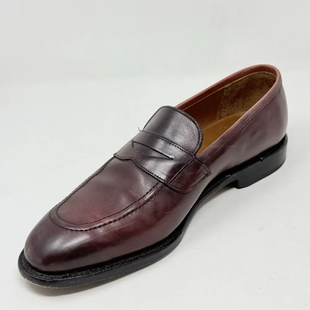 Allen Edmonds Lake Forest Penny Loafers Mens 9.5 D Burgundy Leather Dress Shoes